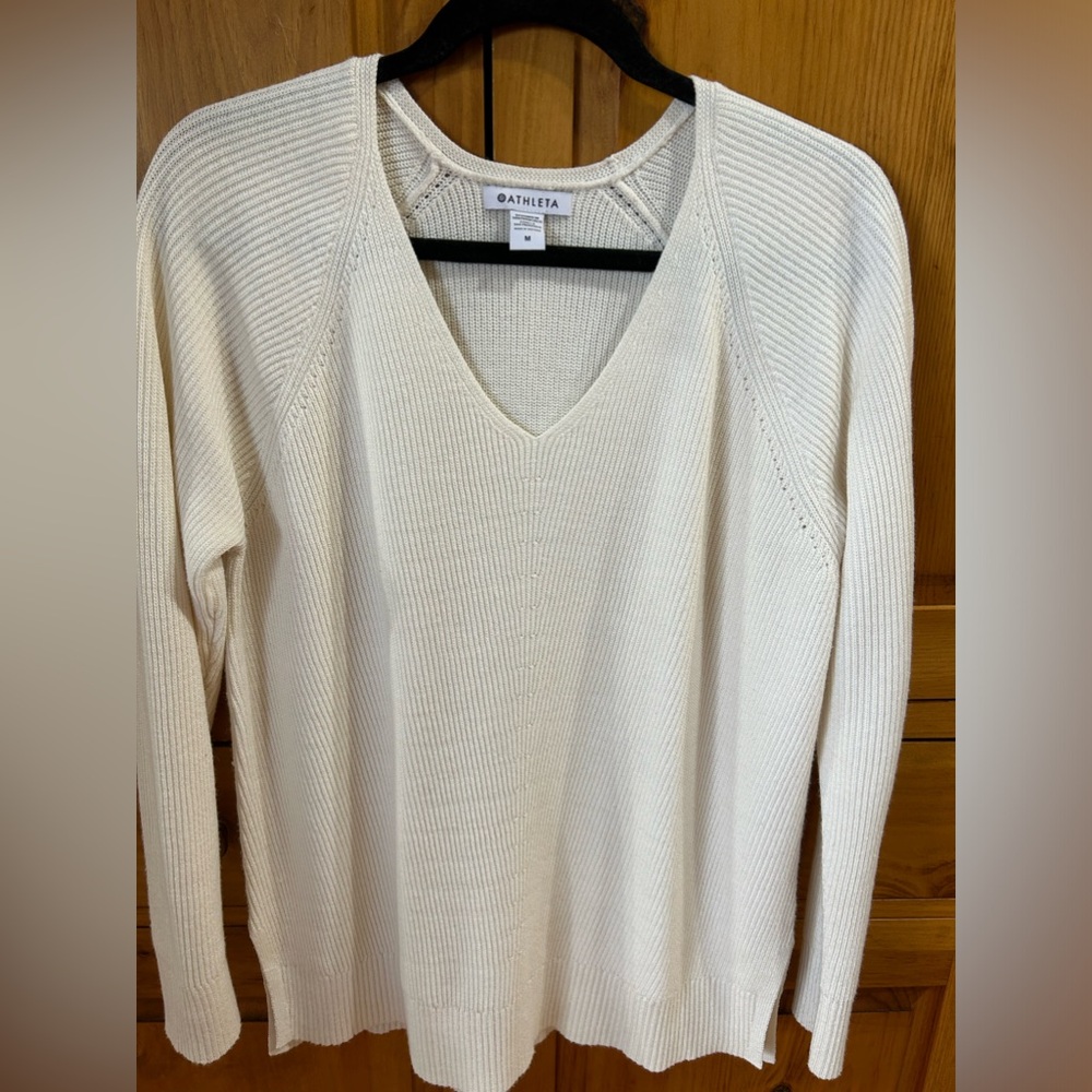 Athleta Ivory V neck sweater
